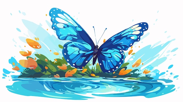 Vibrant Butterfly Running 2D Flat Cartoon Vector Illustration