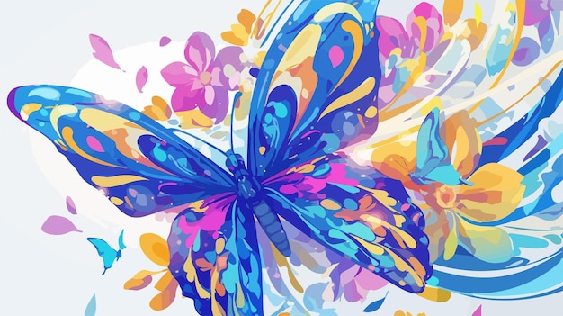 Vector vibrant butterfly with kaleidoscope wings