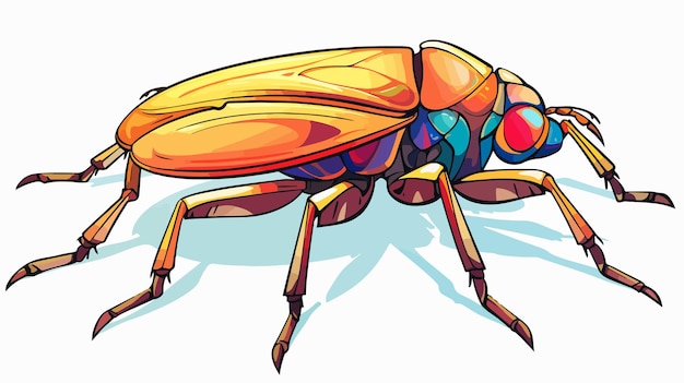 Vibrant Cartoon Bug Illustration in Warm Gradient Lines