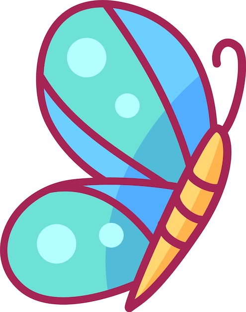 Vector a vibrant cartoon butterfly featuring large blue wings with rounded shapes and yellow accents suitable for childrens books designs or educational materials