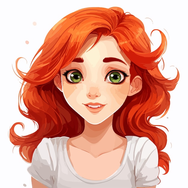 Vibrant Cartoon Character Illustration of a Girl with Red Hair