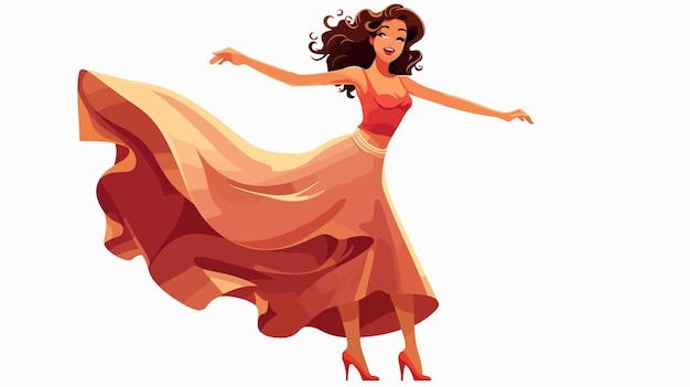 Vibrant Cartoon Dancing Woman Illustration