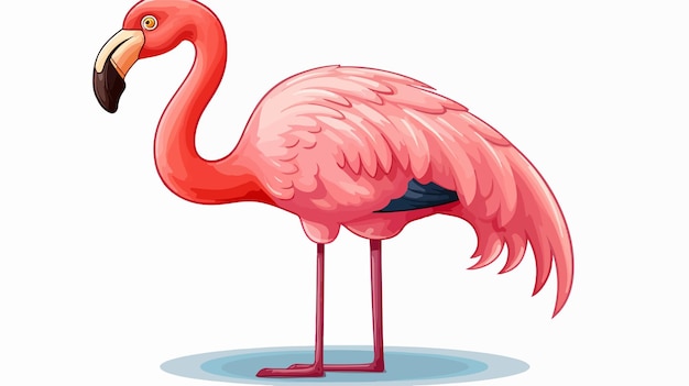 Vibrant Cartoon Flamingo Sticker Vector Illustration