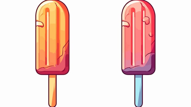 Vector vibrant cartoon ice lolly gradient line drawing