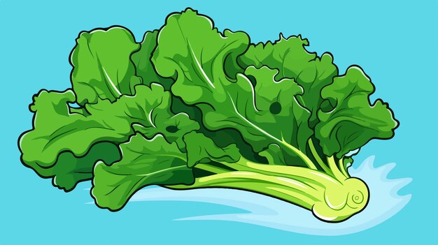 Vector vibrant cartoon illustration of kale leaf waving