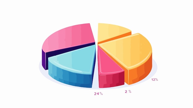 Vibrant Cartoon Style Pie Chart Clipart for Data Analysis and Presentations