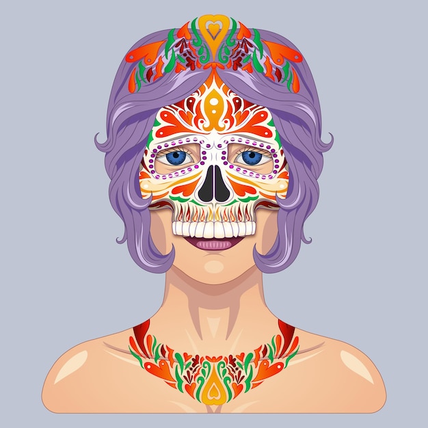 Vibrant Catrina Vector Portrait Template