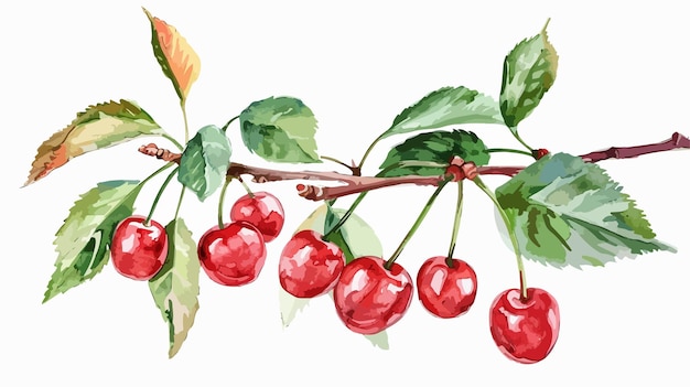 Vibrant Cherry Watercolor HandDrawn Illustration for Artistic Projects