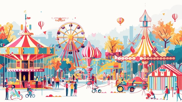 Vector vibrant circus carnival street festival purim carnival concept