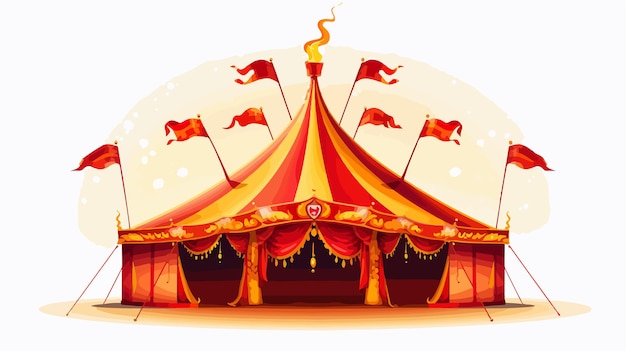 Vector vibrant circus tent beside fiery ring illustration