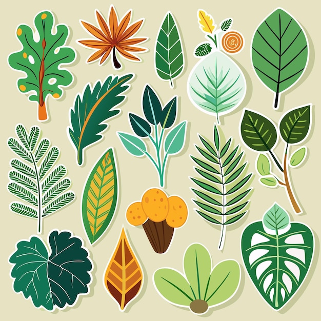 Vibrant Collection of Leaf Illustrations Diverse NatureInspired Design Elements