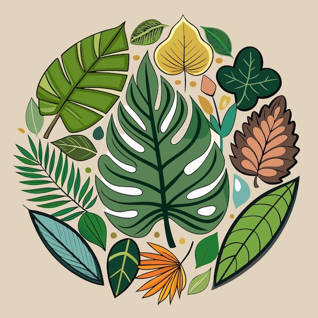 Vector vibrant collection of leaf illustrations diverse natureinspired design elements