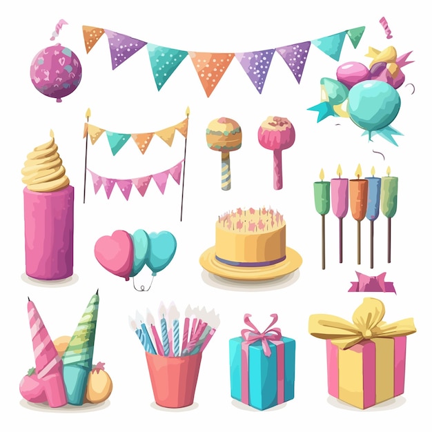 Vector vibrant collection of partythemed objects