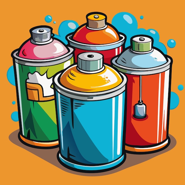 Vibrant Collection of Spray Paint Cans for Urban Art and Graffiti