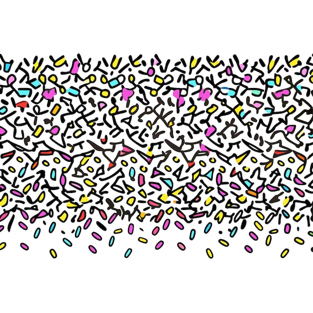 Vector vibrant and colorful confetti border for festive and party ambiance