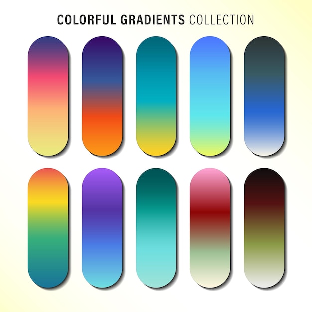 Vibrant colorful gradients pallete. An example of a bright color swatches.