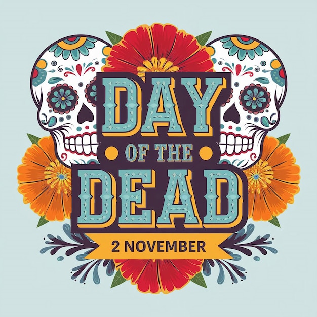 Vector vibrant and colorful graphic design for the day of the dead celebration