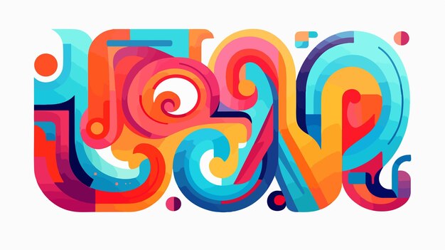 Vector vibrant colorful lettering design cartoon vector illustration