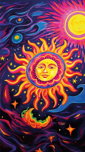 Vibrant cosmic sun art