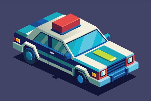 Vector a vibrant customizable police car is illustrated in isometric view showcasing striking details and colors police car customizable isometric illustration