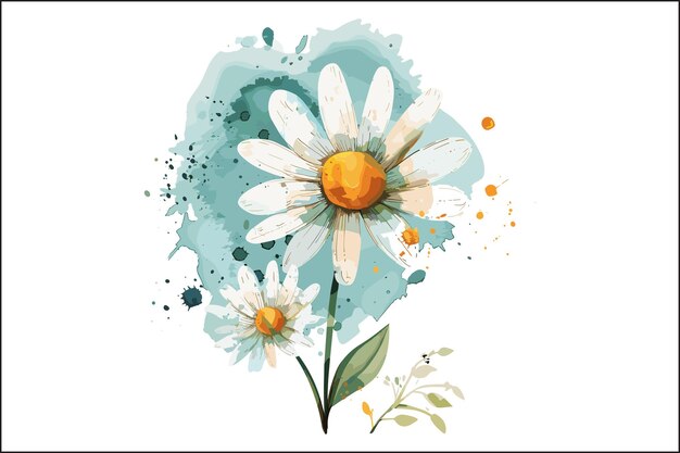 Vector vibrant daisy watercolor florals