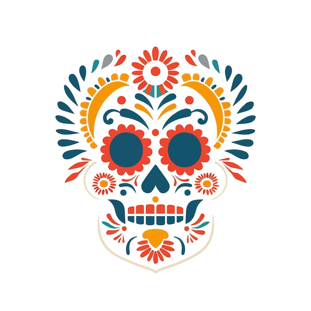 Vibrant Day of the Dead skull