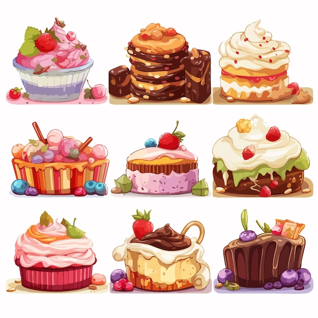 Vector vibrant delicious dessert banners collection