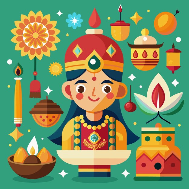 Vector vibrant diwali illustration celebrating the festival of lights