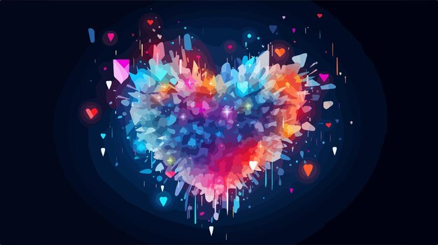 Vector vibrant electric power fireworks heart shape vector