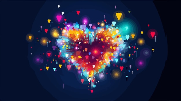 Vibrant Electric Power Fireworks Heart Shape Vector