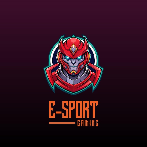 A vibrant esport gaming logo featuring a robotic character in a bold design