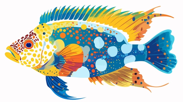 Vector vibrant exotic fish illustration on white background