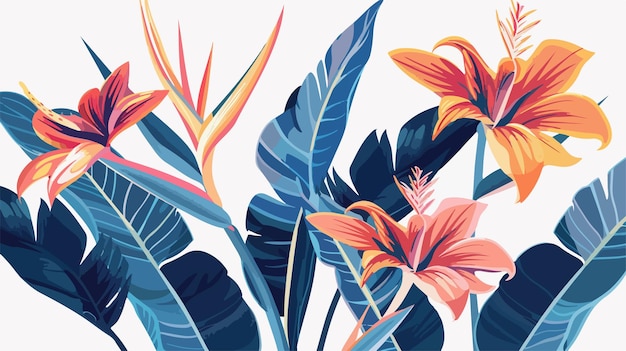 Vector vibrant exotic tropical flower illustration for design projects