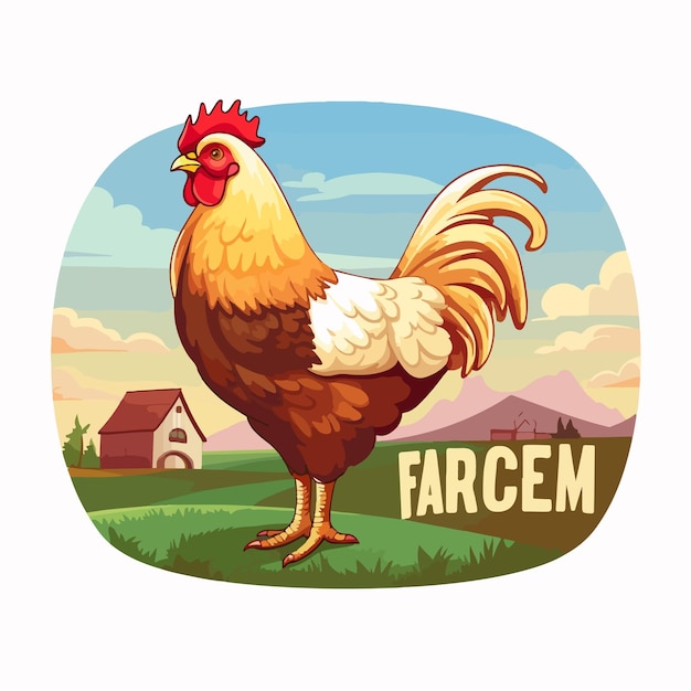 Vibrant Farm Chicken Gradient Word Banner Illustration