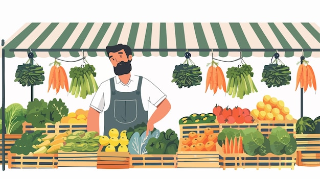 Vector vibrant farmers market flat design vector illustration