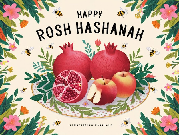 Vibrant and festive illustration celebrating Rosh Hashanah