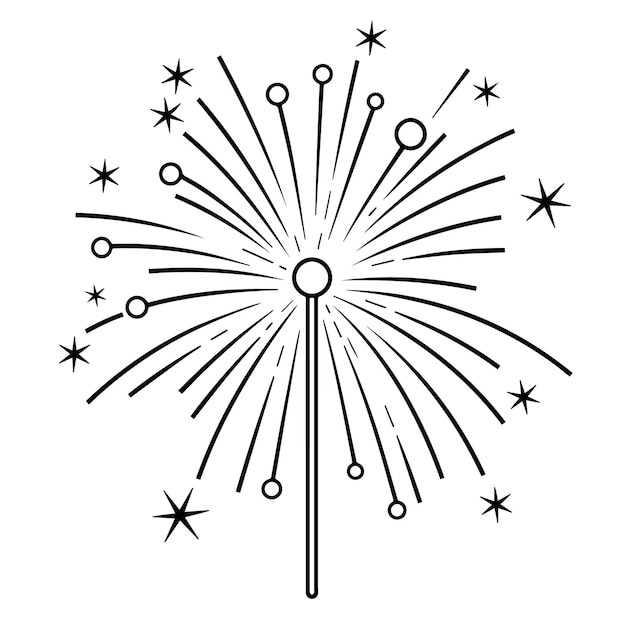 Vibrant fireworks outline icon in vector format for celebratory designs