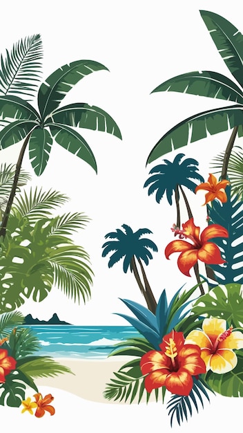 Vector vibrant flat tropical illustration wallpaper background vector