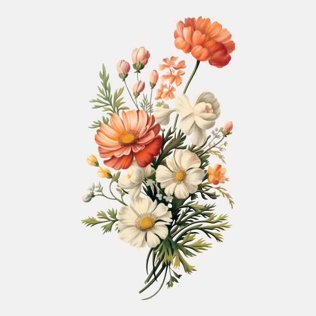 Vibrant floral bouquet illustration