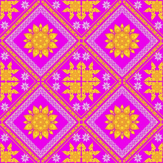 Vector vibrant floral geometric pattern in pink and gold