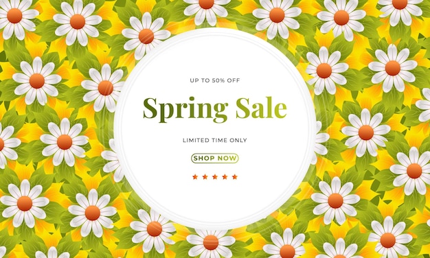 Vibrant Flower and Leaf Spring Sale Card Design for social media post