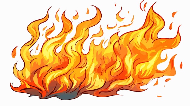 Vibrant Freehand Drawn Cartoon Fire Vector Illustration