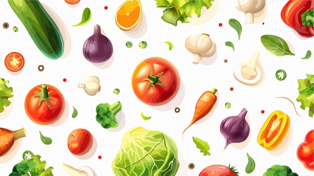 Vector vibrant fresh vegetable rainfall culinary harvest bounty and farming concept