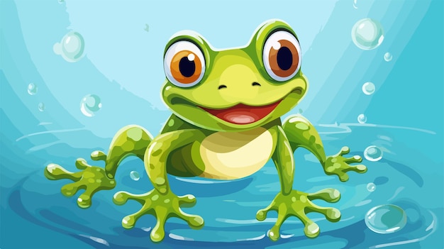 Vector vibrant frog illustration on white background