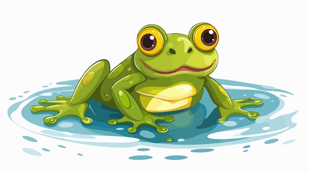 Vector vibrant frog and water illustration on white background