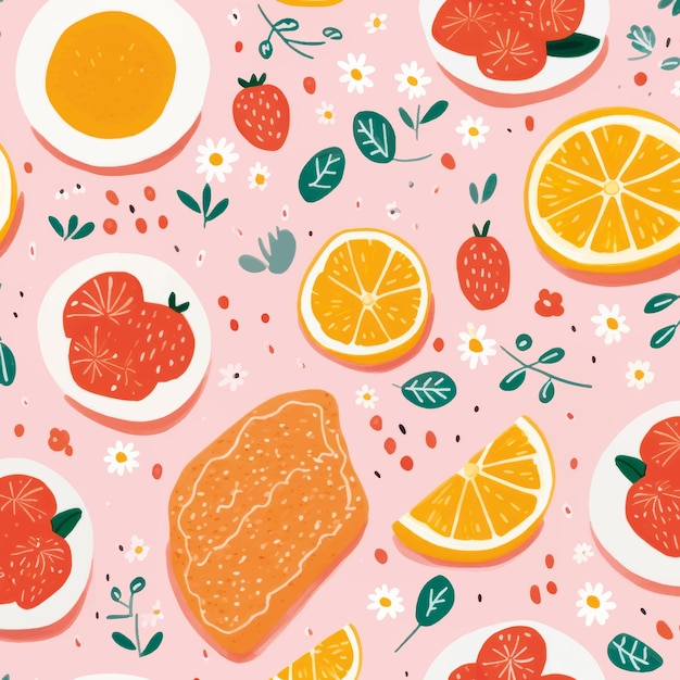 Vibrant fruity breakfast pattern