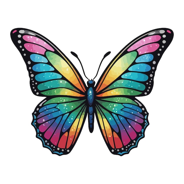 Vector vibrant glitter rainbow butterfly designs