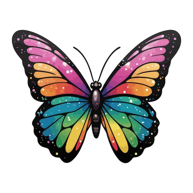 Vibrant Glitter Rainbow Butterfly Designs