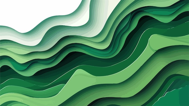 Vector vibrant green 3d papercut layers texture background