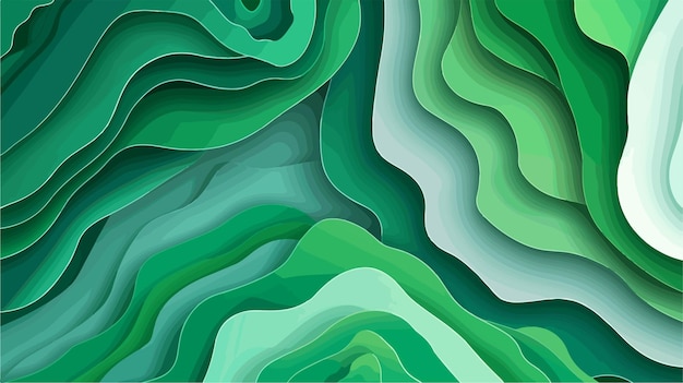 Vector vibrant green 3d papercut layers texture background